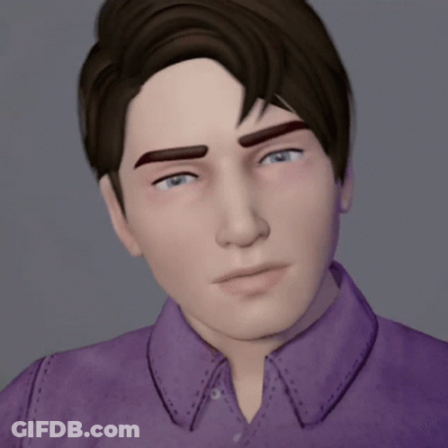 A Computer Generated Image Of A Man With A Purple Shirt On GIF