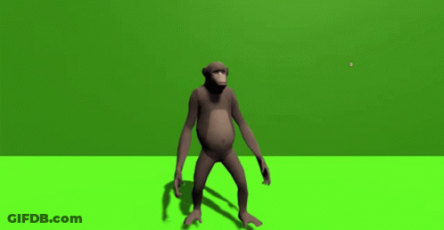 A Computer Generated Image Of A Monkey Dancing On A Green Screen GIF