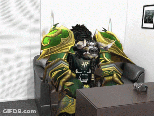 A Computer Generated Image Of A Monster Sitting On A Chair GIF