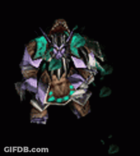 A Computer Generated Image Of A Monster With A Black Background And A Green Glowing Head . GIF