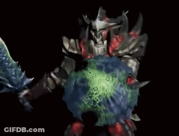 A Computer Generated Image Of A Monster With A Sword In His Hand . GIF