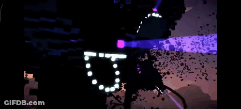A Computer Generated Image Of A Monster With Purple Lights Coming Out Of It 'S Mouth . GIF