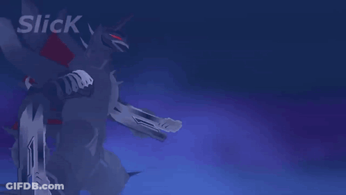 A Computer Generated Image Of A Monster With The Word Slick In The Corner . GIF
