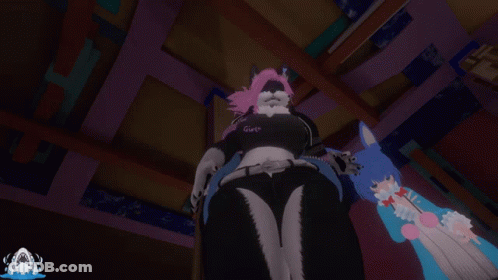 A Computer Generated Image Of A Panda And A Girl GIF