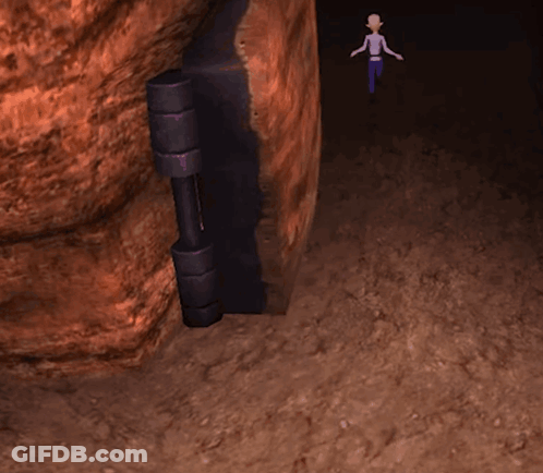 A Computer Generated Image Of A Person Standing In Front Of A Door GIF