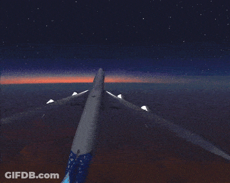 A Computer Generated Image Of A Plane Flying In The Sky GIF