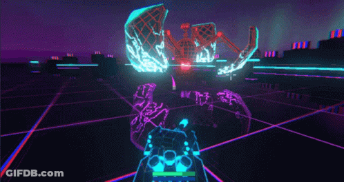A Computer Generated Image Of A Purple And Blue Grid GIF