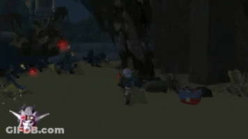 A Computer Generated Image Of A Purple Circle With A Monster In The Background GIF