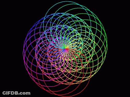 A Computer Generated Image Of A Rainbow Colored Swirl GIF