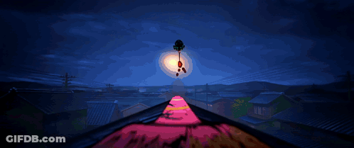 A Computer Generated Image Of A Volcano Erupting In The Dark GIF