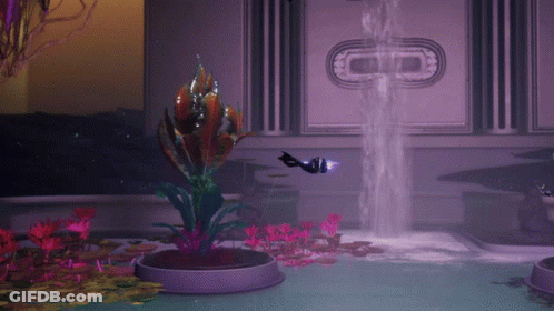 A Computer Generated Image Of A Waterfall In A Room GIF