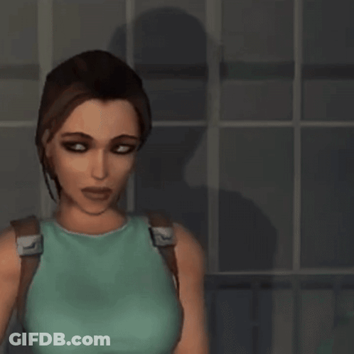 A Computer Generated Image Of A Woman In A Blue Tank Top GIF