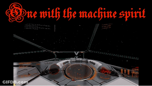 A Computer Generated Image Of An Explosion With The Words " One With The Machine Spirit " Below It GIF