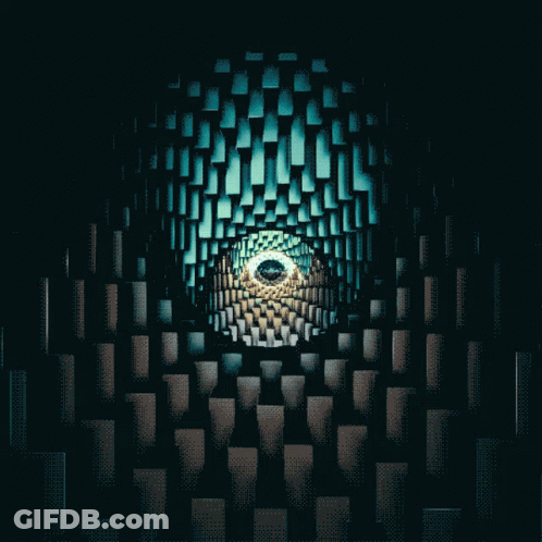 A Computer Generated Image Of An Eye In The Middle Of A Tunnel GIF