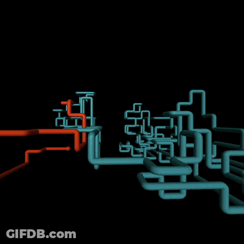 A Computer Generated Image Of Red And Blue Pipes GIF