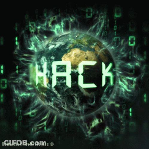 A Computer Generated Image Of The Earth With The Word Hack On It GIF