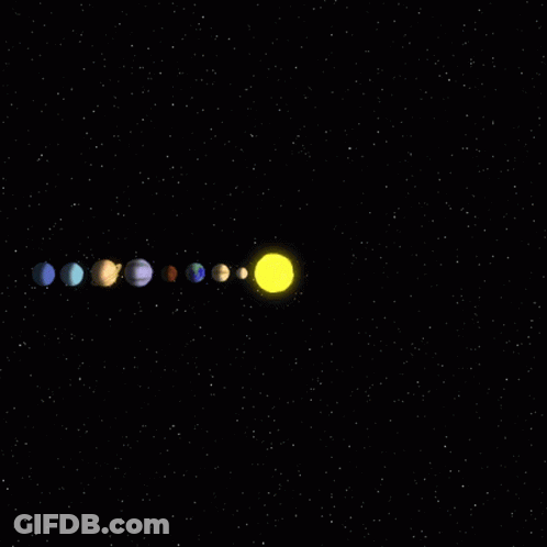 A Computer Generated Image Of The Solar System With The Sun In The Center GIF