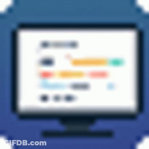 A Computer Monitor With A Blue Background And A Blurred Image Of A Screen . GIF