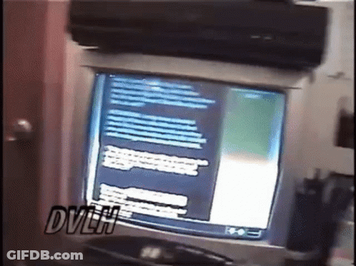 A Computer Monitor With The Word Dvlh On The Bottom GIF