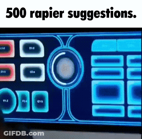 A Computer Monitor With The Words 500 Rapier Suggestions GIF