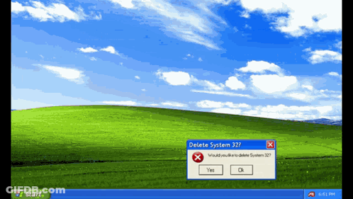 A Computer Screen Displays A Delete System 327 Message GIF
