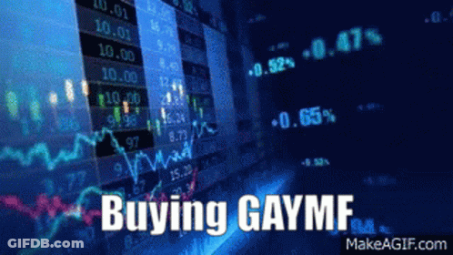 A Computer Screen Displays A Graph And The Words Buying Gayme GIF