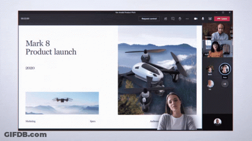 A Computer Screen Displays A Presentation About Mark 8 Product Launch GIF