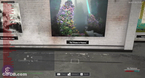 A Computer Screen Displays A Tribute In Flowers Painting GIF