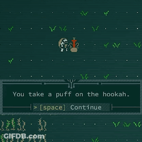 A Computer Screen Says You Take A Puff On The Hookah Space Continue GIF