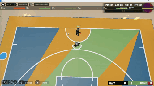 A Computer Screen Shows A Basketball Game Being Played With A Scoreboard Showing Pts 00 As The Score GIF