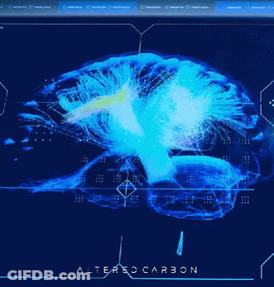 A Computer Screen Shows A Brain And The Words Altered Carbon Below It GIF