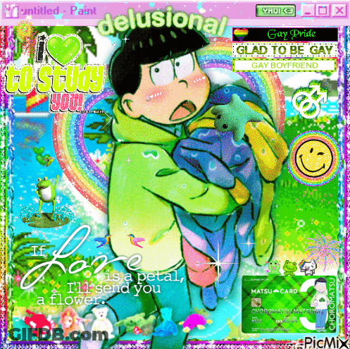 A Computer Screen Shows A Cartoon Character Holding A Stuffed Animal And The Words " I Love To Study You " On The Bottom GIF