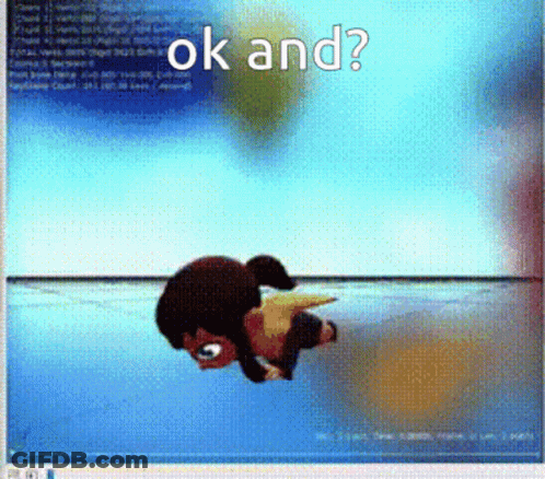A Computer Screen Shows A Cartoon Character With The Words Ok And On It GIF