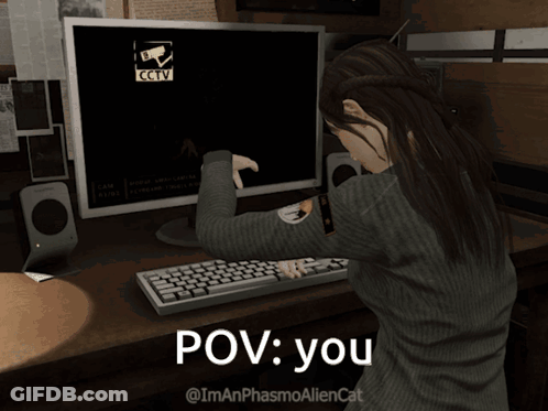 A Computer Screen Shows A Cctv Logo And The Words Pov You GIF