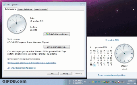 A Computer Screen Shows A Clock And A Calendar With The Date 31 Grudnia 2014 GIF
