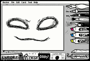 A Computer Screen Shows A Drawing Of A Face With Markers In Different Colors Including Pink And Yellow GIF