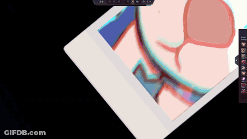A Computer Screen Shows A Drawing Of A Woman 'S Face With A Blue Background GIF