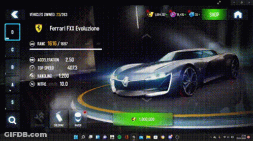 A Computer Screen Shows A Ferrari Fixx Evolutione GIF
