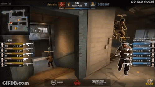 A Computer Screen Shows A Game Between Astralis And Godsent GIF