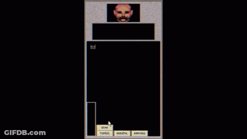 A Computer Screen Shows A Woman 'S Torso And A Man 'S Head With A Circle Around Her GIF