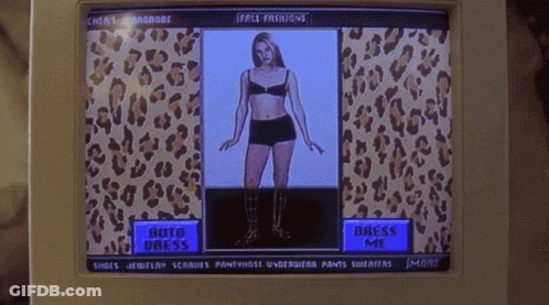 A Computer Screen Shows A Woman Standing In Front Of A Leopard Print Pattern GIF