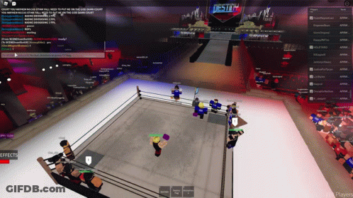A Computer Screen Shows A Wrestling Ring And A Sign That Says Best4 GIF