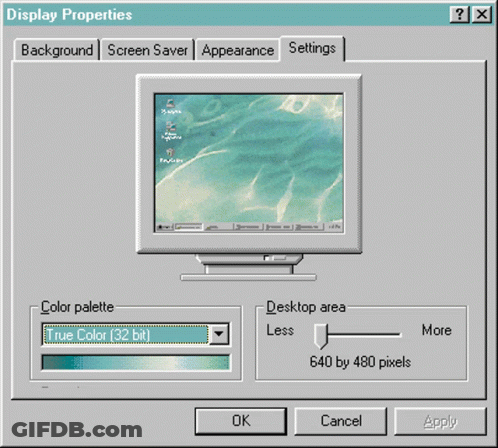 A Computer Screen Shows The Display Properties Window Where You Can Change The Color Palette GIF