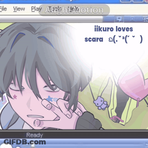 A Computer Screen That Says ' Iikuro Loves Scara ' On The Top GIF