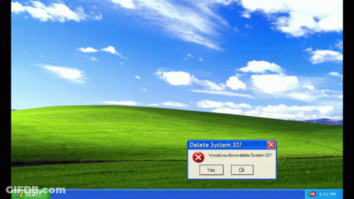 A Computer Screen With A Delete System 327 Message GIF