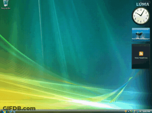 A Computer Screen With A Luma Clock On The Top Right GIF
