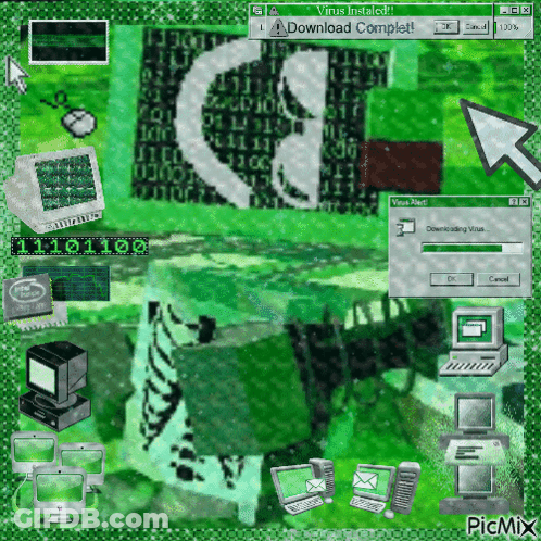 A Computer Screen With A Virus Installed Message GIF