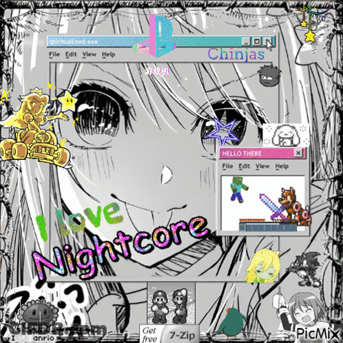 A Computer Screen With The Words I Love Nightcore GIF