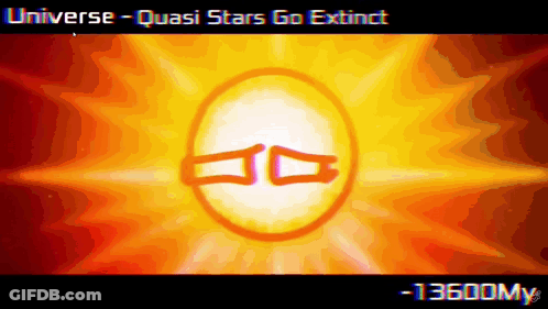 A Computer Screen With The Words Universe Quasi Stars Go Extinct At The Bottom GIF