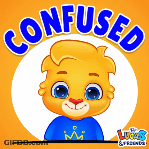 A Confused Lucas And Friends Logo With A Yellow Cartoon Character GIF